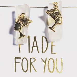 Crystal Quartz Nefertiti Stud Earrings